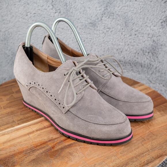 Women’s Shoes Issac Mizrahi Suede Wedge Size 7 Gray Retail $190 - Picture 1 of 6